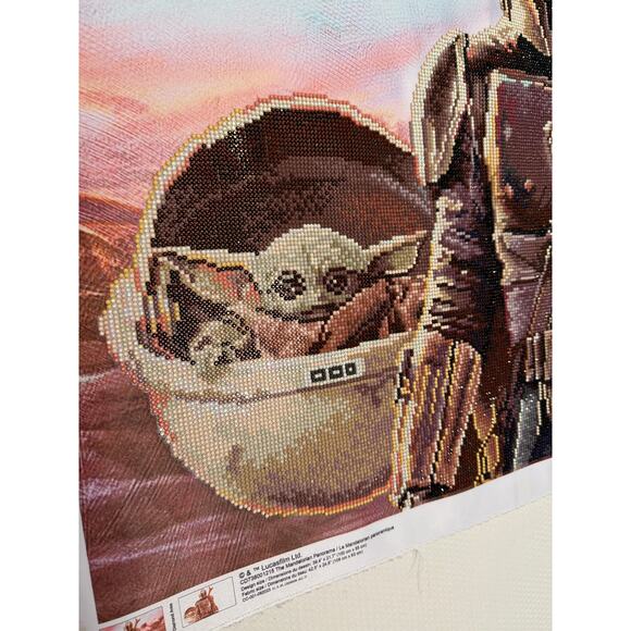 Mandalorian & Grogu Finished Partial Drill Diamond Painting 100x55cm Star Wars - Picture 3 of 13